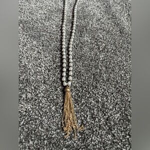 Long Pearl Necklace W/Gold Tassel!